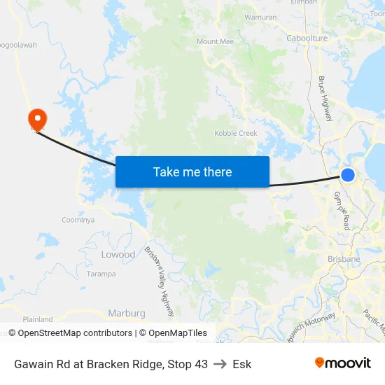 Gawain Rd at Bracken Ridge, Stop 43 to Esk map