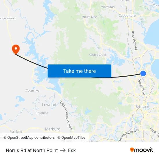 Norris Rd at North Point to Esk map