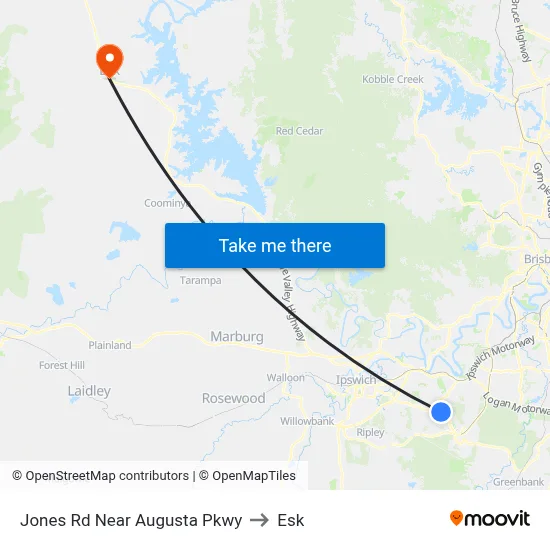 Jones Rd Near Augusta Pkwy to Esk map