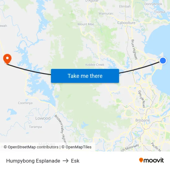 Humpybong Esplanade to Esk map