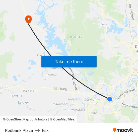 Redbank Plaza to Esk map