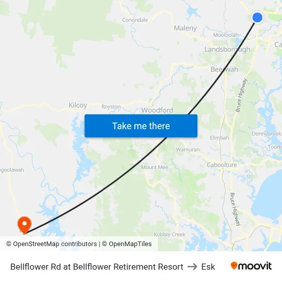 Bellflower Rd at Bellflower Retirement Resort to Esk map