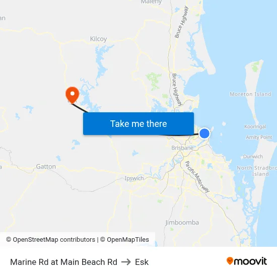 Marine Rd at Main Beach Rd to Esk map