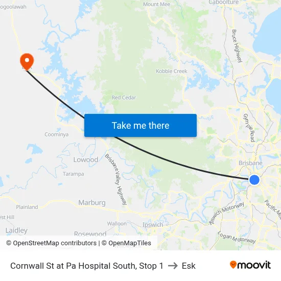 Cornwall St at Pa Hospital South, Stop 1 to Esk map