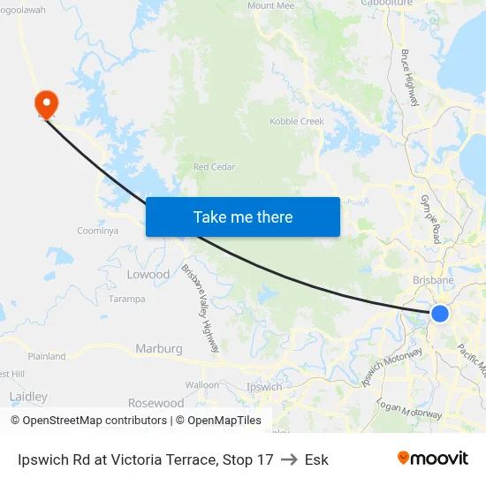 Ipswich Rd at Victoria Terrace, Stop 17 to Esk map