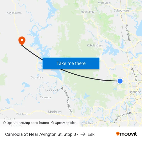 Camoola St Near Avington St, Stop 37 to Esk map