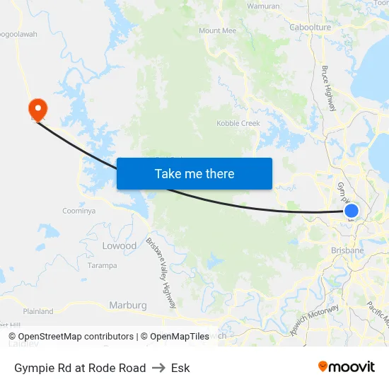 Gympie Rd at Rode Road to Esk map