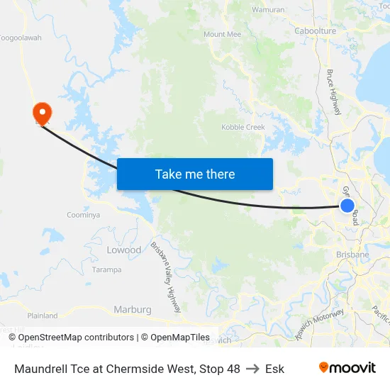 Maundrell Tce at Chermside West, Stop 48 to Esk map