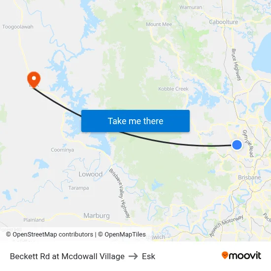 Beckett Rd at Mcdowall Village to Esk map