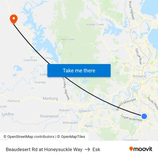 Beaudesert Rd at Honeysuckle Way to Esk map