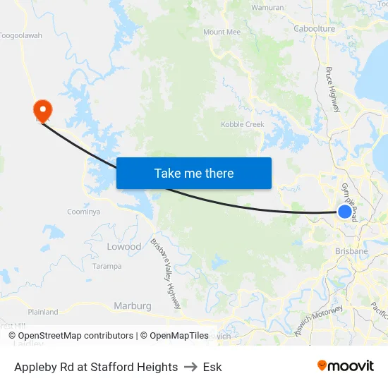 Appleby Rd at Stafford Heights to Esk map