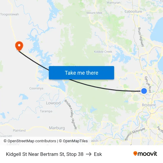Kidgell St Near Bertram St, Stop 38 to Esk map