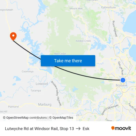 Lutwyche Rd at Windsor Rail, Stop 13 to Esk map