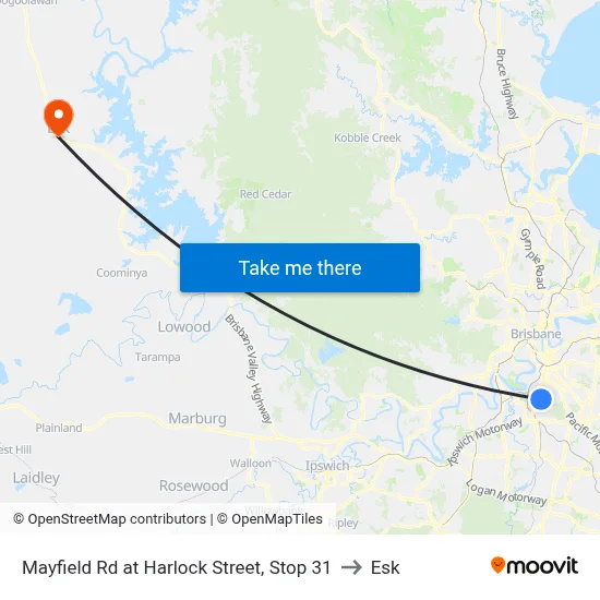 Mayfield Rd at Harlock Street, Stop 31 to Esk map