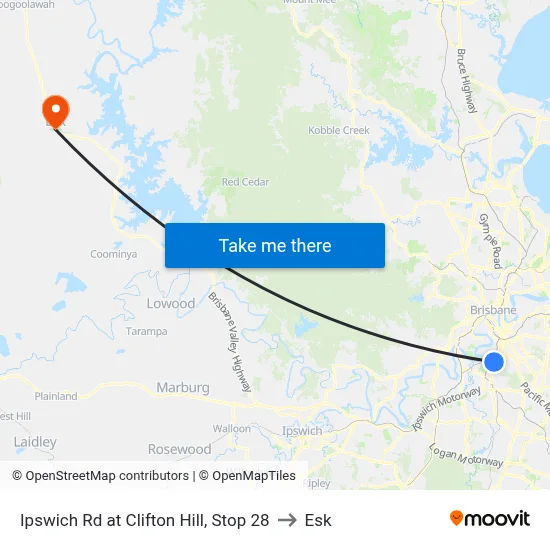 Ipswich Rd at Clifton Hill, Stop 28 to Esk map