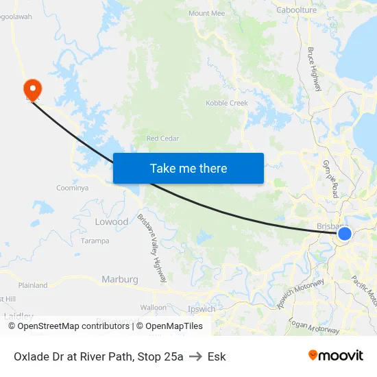 Oxlade Dr at River Path, Stop 25a to Esk map