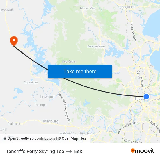 Teneriffe Ferry Skyring Tce to Esk map