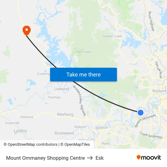 Mount Ommaney Shopping Centre to Esk map