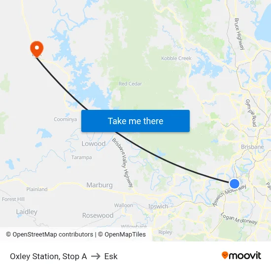 Oxley Station, Stop A to Esk map