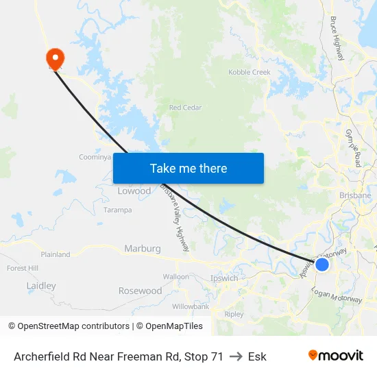 Archerfield Rd Near Freeman Rd, Stop 71 to Esk map