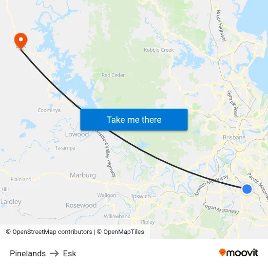 Pinelands to Esk map