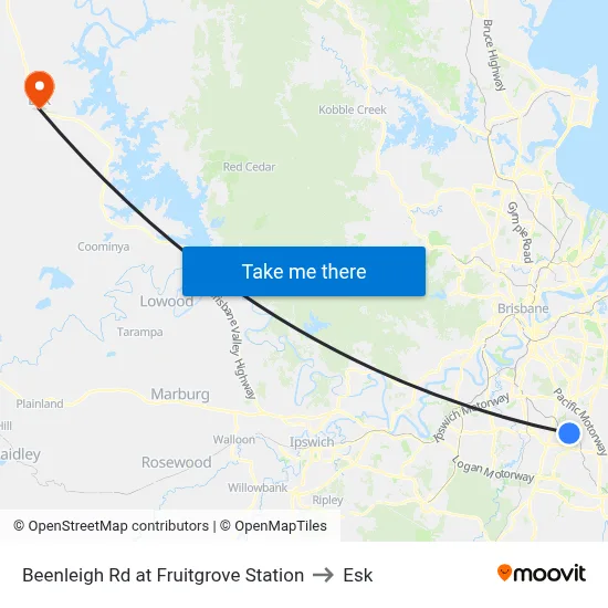 Beenleigh Rd at Fruitgrove Station to Esk map