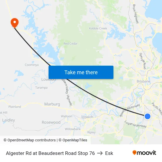 Algester Rd at Beaudesert Road Stop 76 to Esk map