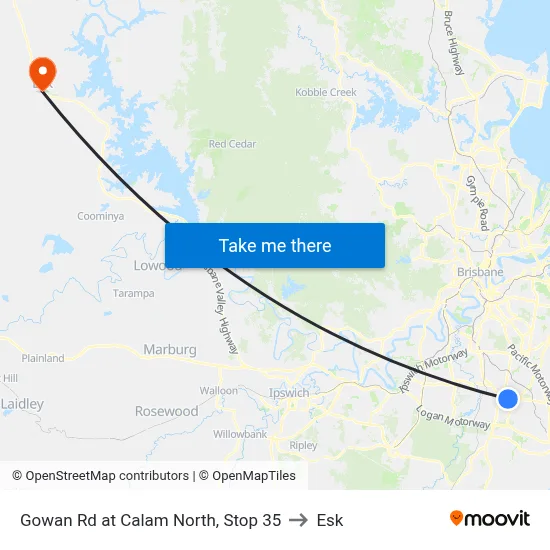 Gowan Rd at Calam North, Stop 35 to Esk map