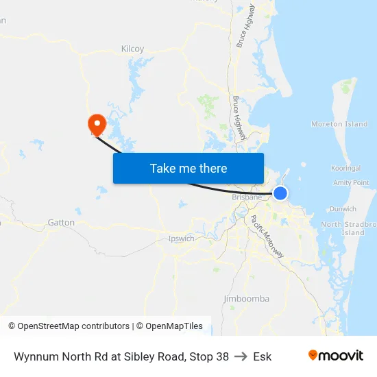 Wynnum North Rd at Sibley Road, Stop 38 to Esk map