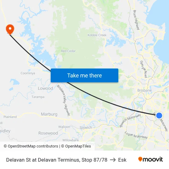 Delavan St at Delavan Terminus, Stop 87/78 to Esk map