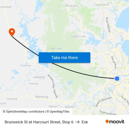 Brunswick St at Harcourt Street, Stop 6 to Esk map
