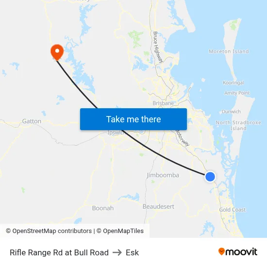 Rifle Range Rd at Bull Road to Esk map
