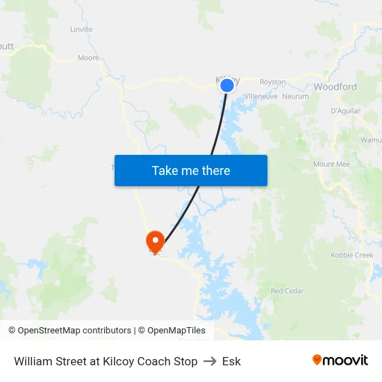 William Street at Kilcoy Coach Stop to Esk map