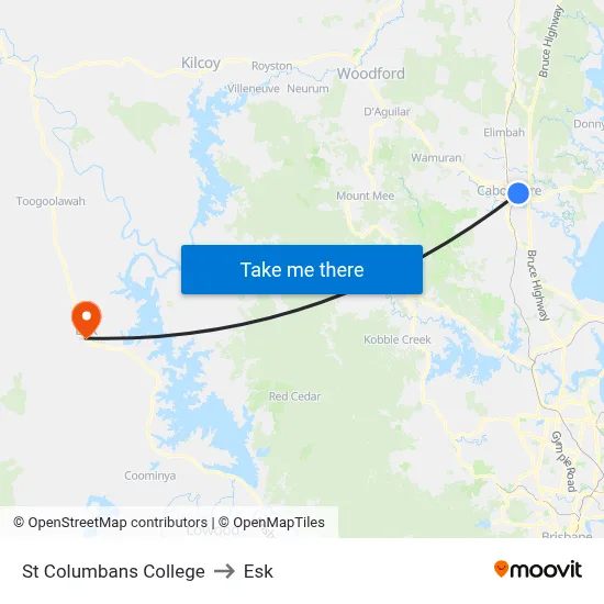 St Columbans College to Esk map