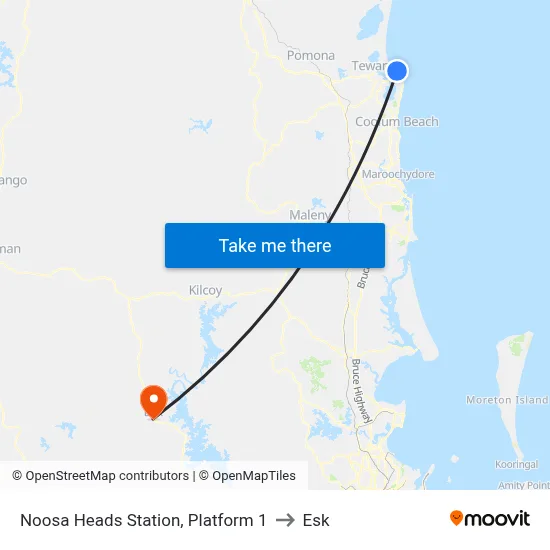Noosa Heads Station, Platform 1 to Esk map