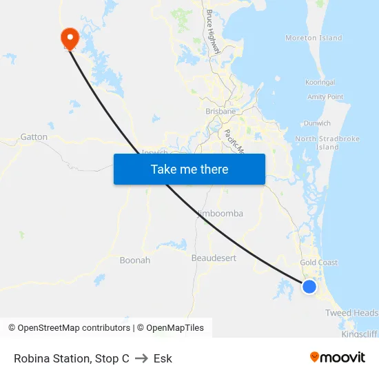 Robina Station, Stop C to Esk map