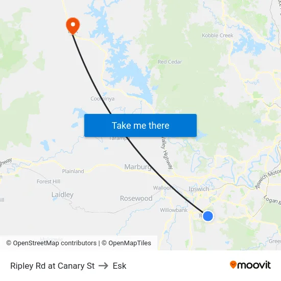 Ripley Rd at Canary St to Esk map