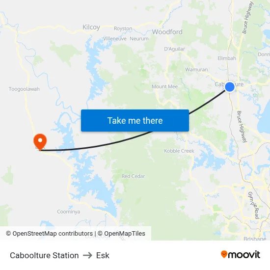 Caboolture Station to Esk map