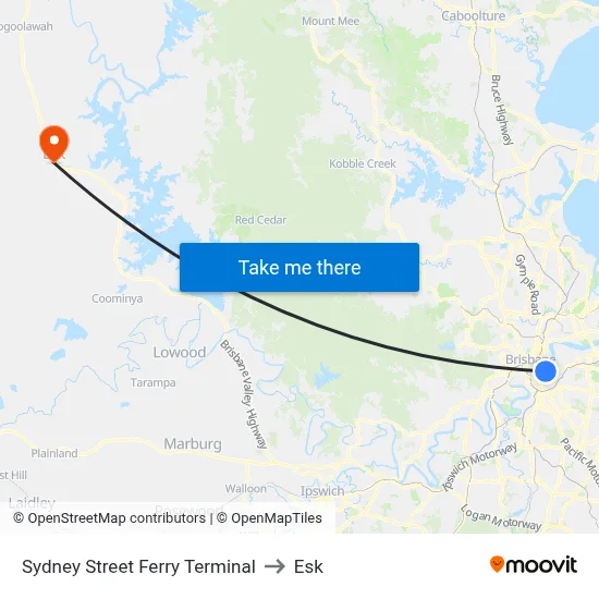 Sydney Street Ferry Terminal to Esk map