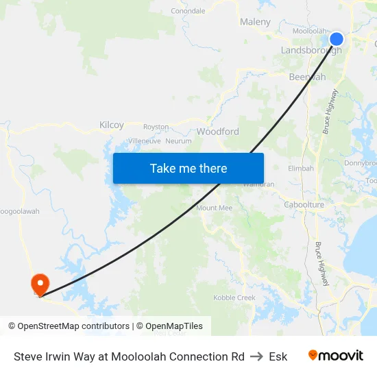 Steve Irwin Way at Mooloolah Connection Rd to Esk map