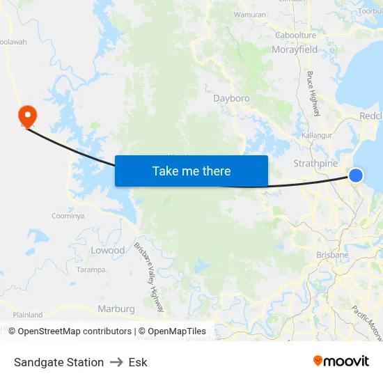 Sandgate Station to Esk map