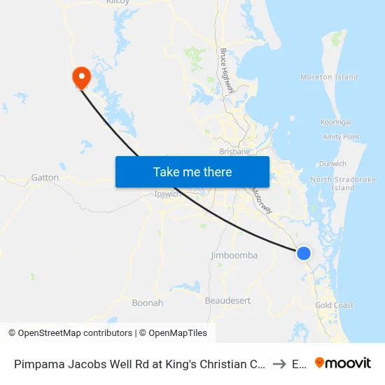 Pimpama Jacobs Well Rd at King's Christian College to Esk map