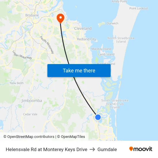 Helensvale Rd at Monterey Keys Drive to Gumdale map