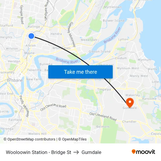 Wooloowin Station - Bridge St to Gumdale map