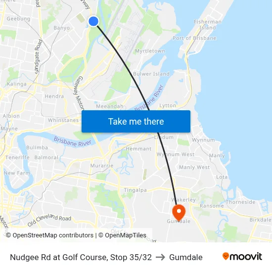Nudgee Rd at Golf Course, Stop 35/32 to Gumdale map