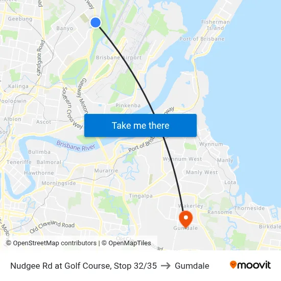 Nudgee Rd at Golf Course, Stop 32/35 to Gumdale map