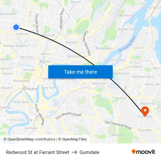 Redwood St at Farrant Street to Gumdale map