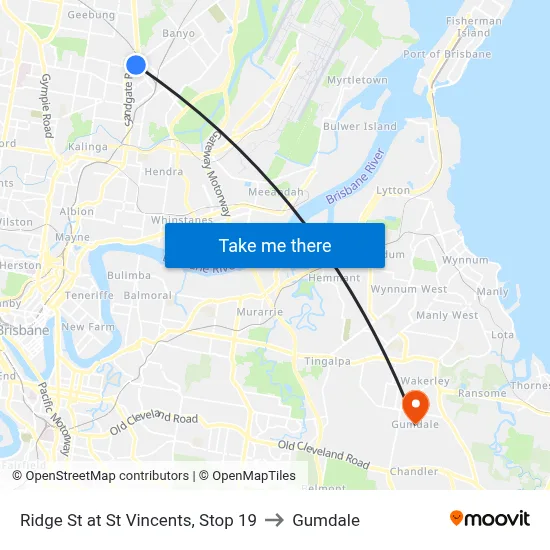 Ridge St at St Vincents, Stop 19 to Gumdale map