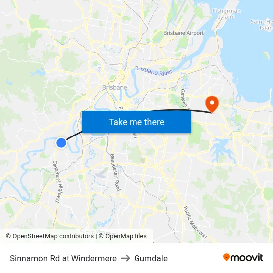 Sinnamon Rd at Windermere to Gumdale map