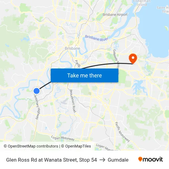 Glen Ross Rd at Wanata Street, Stop 54 to Gumdale map